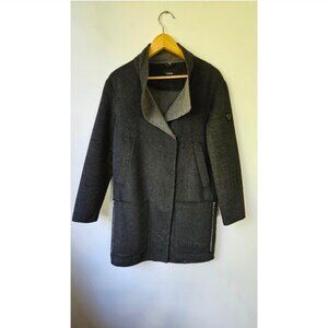 RUDSAK Wool Blend Coat Gray Women's Sz XS Oversize Snap Buttons Menswear